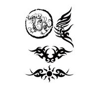 Autocollants De Tatouage À Base De Plantes, Totem Du Soleil, Jus, Imperméable, Longue Durée, Simulé, Non Réfléchissant, 5 Pièces