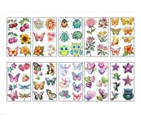 Autocollants De Tatouage À Paillettes Imperméables Et Résistants À La Transpiration Pour Enfants, Autocollants De Tatouage D'Animaux De Dessin Animé, Dinosaures, Licornes Et Insectes 120X76mm A0074