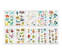 Autocollants De Tatouage À Paillettes Imperméables Et Résistants À La Transpiration Pour Enfants, Autocollants De Tatouage D'Animaux De Dessin Animé, Dinosaures, Licornes Et Insectes 120X76mm A0073