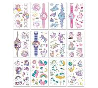 Autocollants De Tatouage À Paillettes, Montre De Dessin Animé, Autocollants De Tatouage De Licorne, Autocollants De Visage Mignons Pour Enfants, Autocollants Temporaires 120 * 75MM