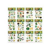 Autocollants de tatouage à thème vert, peinture irlandaise, autocollants de tatouage imperméables(12 PCS H)