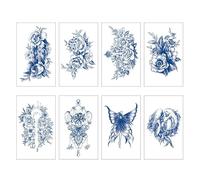 Autocollants De Tatouage D'Animaux Alphabet, Jus De Plantes, Imperméables Et Résistants À La Sueur, Pour Éviter Les Vrais Tatouages, 8 Pièces