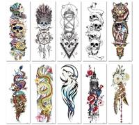 Autocollants De Tatouage De Bras Complet Imperméables Sueur Longue Fleur Bras Hommes Et Femmes Tatouage 3D Cicatrice Sexy Autocollants De Tatouage Temporaire De Bras Complet 150x420mm A0146