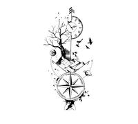 Autocollants De Tatouage De Bras De Fleur, 6 Pièces, Demi-Bras Masculin Et Féminin, Tatouage Européen Et Américain, Petit Bras, Tatouage Temporaire
