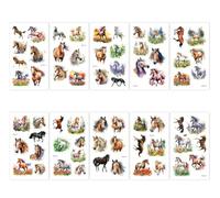 Autocollants De Tatouage De Cheval Pour Enfants, Simulation Amusante, Aquarelle, Mignon Cheval, Autocollants De Tatouage Temporaires Imperméables 120 * 69mm