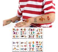 Autocollants De Tatouage De Cirque Animal De Dessin Animé, 8 Feuilles, Tatouages Temporaires Mignons Pour Enfants, Décor De Fête D'enterrement De Vie De Jeune Fille