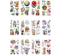Autocollants De Tatouage De Dessin Animé Imperméables Et Durables Autocollants De Tatouage Amusants Pour Enfants Animaux Chat Et Chien 120 * 75MM