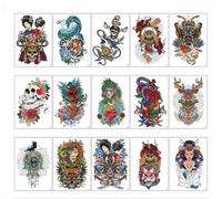 Autocollants De Tatouage De Fleur De Lotus Noir Et Blanc Fleur Bras Cicatrice Couverture Rose Petit Tatouage Temporaire Frais 150 * 210mm A0078