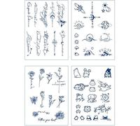Autocollants De Tatouage De Jus, 4 Pièces, Ours Mignon, Petit Motif, Autocollants De Tatouage À Base De Plantes