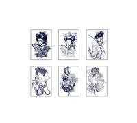 Autocollants De Tatouage De Jus Semi-Permanent À Base De Plantes, 6 Pièces, Résistants À La Sueur Et Imperméables