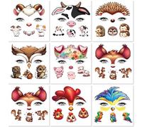 Autocollants De Tatouage De Maquillage De Noël Pour Enfants, Animaux De Dessin Animé, Écureuil, Hibou, Autocollants Temporaires Imperméables Pour Le Visage 120X110mm