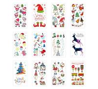 Autocollants De Tatouage De Noël Frais Et Imperméables Respectueux De L'Environnement, Mignons Tatouages De Robe De Fête De Père Noël En Forme D'Élan 60×60mm