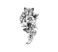 Autocollants de tatouage de papillons de fleurs, 2 feuilles, imperméables et durables