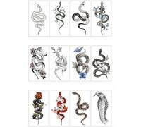 Autocollants De Tatouage De Serpent Imperméables, Tendance Sombre, Personnalité, Mode Hommes Et Femmes, Autocollants De Tatouage De Bras De Fleur 160 * 90mm A0131