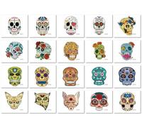 Autocollants De Tatouage De Tête De Mort En Sucre Respectueux De L'Environnement Pour Le Jour Des Morts, Farces Amusantes Pour Enfants Et Adultes, Autocollants De Visage D'Horreur A:60×85mm A0016