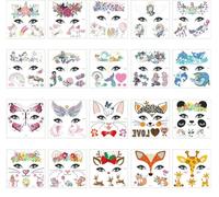 Autocollants De Tatouage De Visage De Fête D'Enfants Licorne Sirène Animal Habillage Tatouage Amusant 120×120mm