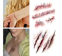 Autocollants De Tatouage D'halloween, Bricolage, Cicatrices De Zombie, Simulation D'horreur, Saignement, Suture