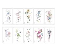 Autocollants De Tatouage D'Ombre De Fleur De Rêve Colorée, Autocollants De Tatouage De Bras De Fleur De Bras De Clavicule De Style Ancien Chinois Imperméables Et Durables 120 * 76mm