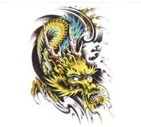 Autocollants de tatouage dos complet Dragon tigre renard soldat Art corporel imperméable faux tatouages autocollant homme femme (48 * 34 cm)(011)