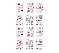 Autocollants De Tatouage Ephemere Temporaires Pour La Saint-Valentin 12 Feuilles D'Amour De Cœur De Lèvres De Couples De Tatouages D'Art Corporel Pour Le Visage De La Saint-Valentin