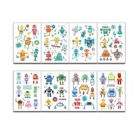 Autocollants de tatouage for enfants, autocollants de tatouage temporaires for garçons, modèle de robot(8 pcs C)