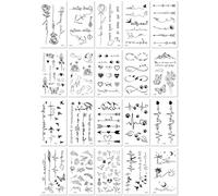 Autocollants De Tatouage Imperméables Aux Lignes Fraîches Et Mignonnes Représentant Des Fleurs Et Des Papillons Anglais 60 * 105mm A036