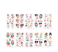 Autocollants de tatouage imperméables for filles rétro roses, Filles Fête Enfants Maquillage Visage Patch Set(10 pcs c)