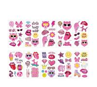 Autocollants de tatouage imperméables for filles rétro roses, Filles Fête Enfants Maquillage Visage Patch Set(10 pcs b)