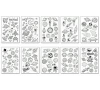 Autocollants De Tatouage Lumineux Spatiaux Pour Enfants, Dessin Animé, Étanche, Fête Han, Cosmique, Fusée Spatiale, Autocollants Temporaires Interstellaires 110x75mm