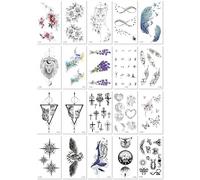 Autocollants De Tatouage Minimalistes Avec Lettres Anglaises, Fleurs, Papillons, Lignes Esquissées, Autocollants Imperméables 60 * 105mm A030