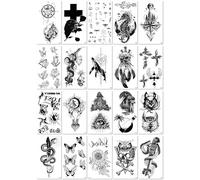 Autocollants De Tatouage Minimalistes Avec Lettres, Fleurs, Papillons, Noir Et Blanc, Imperméables. 60 * 105mm A071