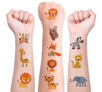 Autocollants de Tatouage pour Animaux, 10 Feuilles Tatouages Temporaires pour Enfants, Tatouage Éphémère sur le Thème des Animaux de la Forêt, Etanche Faux Tatouage Enfant Garçon Fille (D)