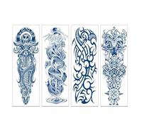 Autocollants De Tatouage Pour Bras Complet, Jus De Plantes, Autocollants De Tatouage Semi-Permanent, Imperméables Et Anti-Transpiration, 4 Pièces
