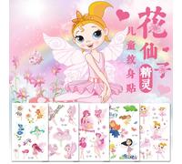 Autocollants De Tatouage Pour Enfants Amour Dessin Animé Amusant Fleur Fée Fille Autocollants De Tatouage De Transfert D'eau D11580 6 Au Hasard