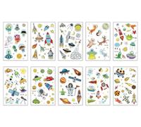 Autocollants De Tatouage Pour Enfants Interstellaires De L'Espace De Dessin Animé, Autocollants Jetables Pour Garçons Et Filles De La Planète Fusée 120 * 76mm A0031