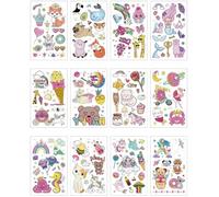Autocollants De Tatouage Pour Enfants Mignons À Paillettes Imperméables Et Respectueux De L'Environnement, Tatouage D'Ours Licorne Kawaii 120×75mm