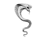 Autocollants de tatouage série serpent for femmes et hommes, faux tatouages imperméables, Art corporel, taille, serpent (14x6.8cm)(004)