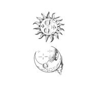 Autocollants de tatouage soleil lune planète Tatootemporaire imperméable for femmes hommes adultes main Tatoo Art(001)