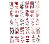 Autocollants de tatouage, tatouages Halloween Tatouages Blood Wound Saiding Scarre pour le maquillage d'Halloween, le maquillage zombie, le costume de cosplay de fête, les décalcomanies Prank