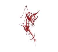 Autocollants de tatouage temporaire papillon rouge vin, faux tatouages imperméables for femmes, aquarelle, fleur, Art des bras