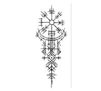 Autocollants de tatouage temporaires imperméables géométriques runes vikings, longue durée imperméable pendant une à deux semaines, pour bras, jambe.(2pcs)