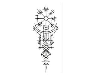 Autocollants de tatouage temporaires imperméables géométriques runes vikings, longue durée imperméable pendant une à deux semaines, pour bras, jambe.(1pcs)