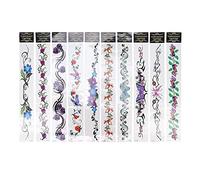 Autocollants de tatouages, 10 pièces autocollants de tatouages temporaires taille ventre autocollants de tatouage imperméables pour les femmes