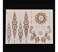 Autocollants De Tatouages Temporaires, 1 Feuille, Pétales Imperméables, Belle Coque, Art Corporel, Flash Métallique, Or Argent, Nouveau 2017