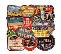 Autocollants de timbre Vintage, autocollants de voyage rétro, autocollant en vinyle imperméable pour bagages, Skateboard, ordinateur portable, paquet 36