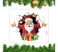 Autocollants de toilettes, décalcomanies amusantes pour couvercle de salle de bain pour vacances, Père Noël brisant le mur avec design, mots décoratifs pour toilettes, fonction facile à appliquer