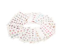 Autocollants de transfert d'eau pour Nail Art, mélange de fleurs et de papillons, dessin animé, décalcomanies DIY, 50 feuilles (Série BLE)