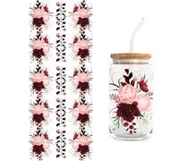 Autocollants De Transfert Dtf, Asudaro Autocollants Transfert Série Florale Pour Tasses Autocollants Transfert Imperméables Pour Tasses En Verre Autocollant Végétal Décoratif 16 OZ