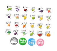 Autocollants de Ventre Grossesse pour Photos Hebdomadaires 28 Pièces | Adhérence Douce sans Résidu, Style Lovel Y, pour Séances Maternité et Portraits Familiaux, Format 28 Pcs