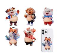 Autocollants de ventre mignons 3D - Autocollants animaux de dessin animé, 5 pièces Jouets doux amusants mignons pour | Pour les manuels scolaires, les trousses, les tablettes, les tasses d'eau